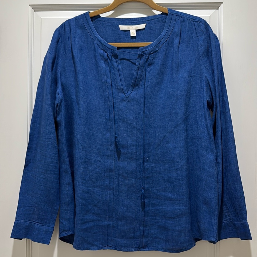 Nordstrom Collection 100% Linen Royal Blue Tunic